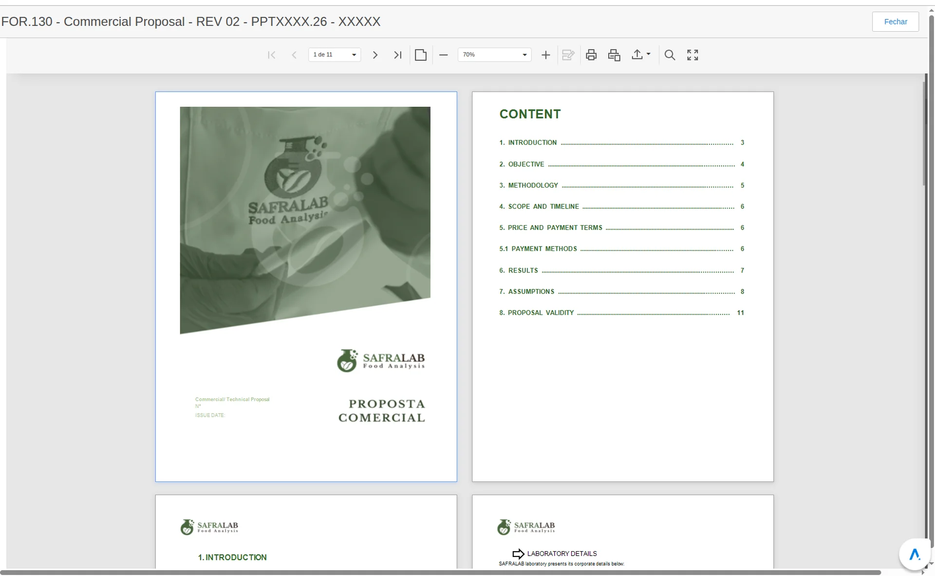 Proposta comercial gerada com o Actiz LIMS